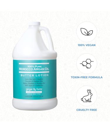Ginger Lily Farms Salon Formula 100% Pure Morocco Argan Oil Butter Lotion - 1 Gallon Vegan & Cruelty-Free Refill - Buy Online on GoSupps.com