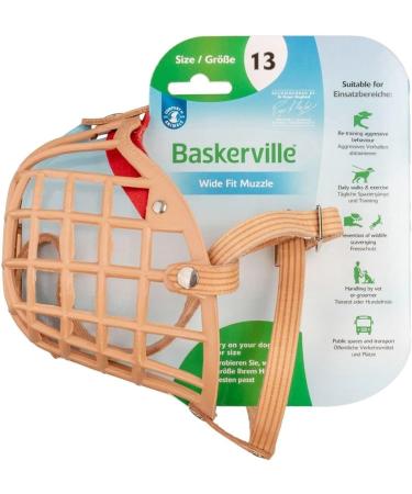 Baskerville Muzzle for Dogs with Wide Snout (Size 13) - Comfortable Panting & Drinking Biting Protection Padded Nose Strap Brown - Buy Online on GoSupps.com
