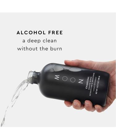 MOON Charcoal Mouth Rinse - Fluoride-Free Alcohol-Free Freshens Breath Detoxifies with Lunar Peppermint Flavor - 16 oz - International Shipping Available - Buy Online on GoSupps.com