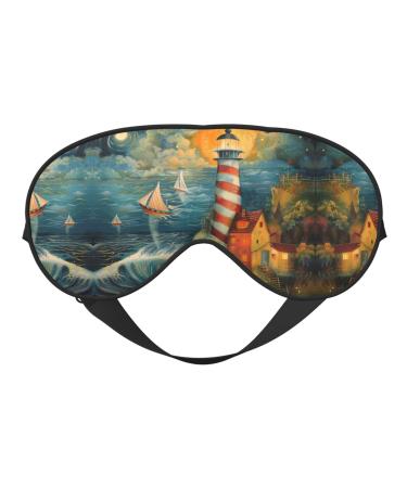 SSIMOO The Seaside Lighthouse Soft Sleep Eye Mask Female Breathable Eye Patch Perfect for Travel and Relaxation Black