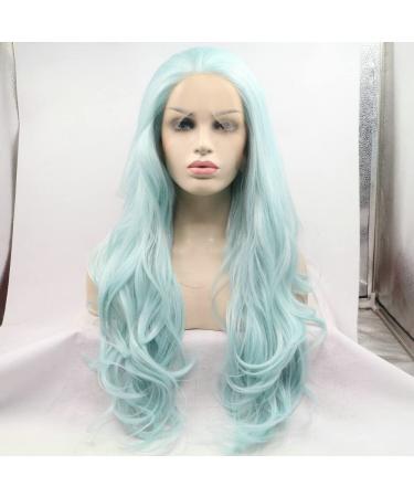 Light Blue Lace Front Wig for Women | Long Pastel Synthetic Hair Wig with Baby Hair | High-Quality Heat-Resistant Ice Blue Wig - Buy Online on GoSupps.com