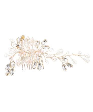 Ipetboom Pearl Hair Comb Bridal Hair Comb Wedding Bridal Flower Hair Comb Bridal Hair Clip Wig Combs Festive Rhinestone Hair Clip Bride Headdress Crystal Bridesmaid Girl Headband