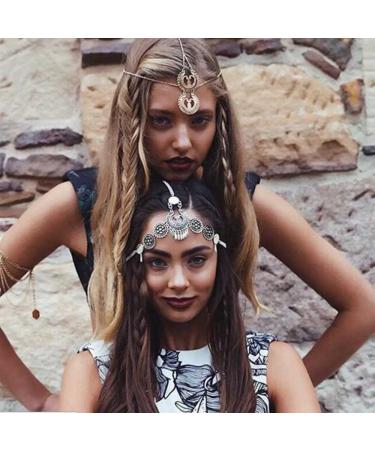 Missgrace Bohemian Vintage Silver Headband with Tassels & Pearls for Women and Girls - Buy Online on GoSupps.com