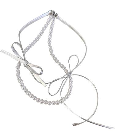 OralGos Elegant Adjustable Double Layer Choker Necklace - Stylish Silver Leather Bow Chain Jewelry for Women & Girls - Buy Online on GoSupps.com