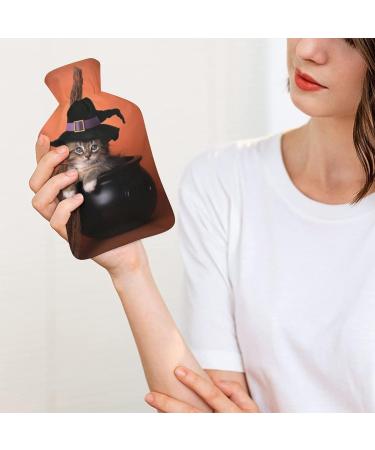 Hot Water Bottle with Cat Lid - Halloween Rubber Hot Water Bag for Pain Relief Cramps Foot Warmer & Therapy - Buy Online on GoSupps.com