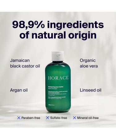 HORACE Beard Shampoo for Men - Sulphate-free Wash with Castor Oil - Gentle Beard Care for All Skin Types - Woody Aromatic Scent 250 ml - Buy Online on GoSupps.com