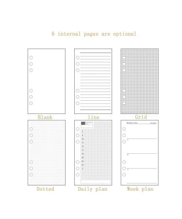 A5 Cute Cloth Dotted 6 Holes Spiral Ring Binder Notebook School Office Stationery Blank Line Grid Dots Planner (Color : A Size : Line-Inner Page) (A Daily plan) - Buy Online on GoSupps.com