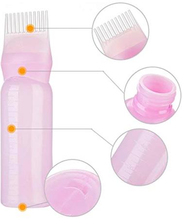 Hair Dye Comb Bottle - Hair Coloring Comb Applicator | Portable Hair Dye Color Comb Bottle With Scale For Indoor Use | Hair Dye Brush Bottle | Root Comb Applicator Bottle For Hair Root Comb Color Pink - Buy Online on GoSupps.com
