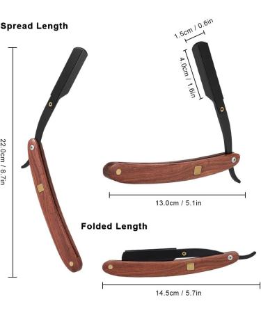 Vaorwne Stainless Steel Folding Razor Knife - Premium Barber Shaving Tool with Wooden Handle for Precision Beard Grooming - Buy Online on GoSupps.com