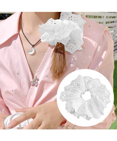 Lace Scrunchies Large White Hair Scrunchies Elastic Oversized Scrunchie Bobbles Ponytail Holders for Thick Hair for Ladies Girls(white size:4.72inch) 4.72inch white - Buy Online on GoSupps.com