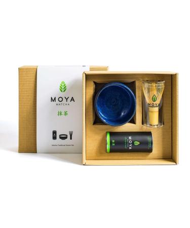 Coffret Moya Matcha th vert en poudre (3 pcs traditional blue) 3 pezzi Tradizionale (II) Grado Set Blu