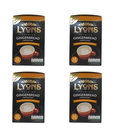 Lyons Premium Instant Coffee Bag Sachets + FabFinds Assorted Gift Mug (Gingerbread Cappuccino 4X 12Sachets) 1 720.0 gram