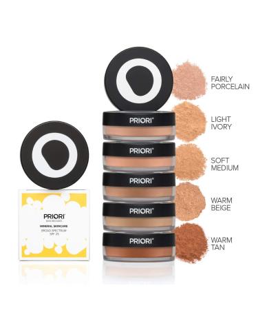 Priori All-Natural Mineral Skincare Powder SPF 25 Sunscreen - Shade 5 Warm Tan - Buy Online on GoSupps.com