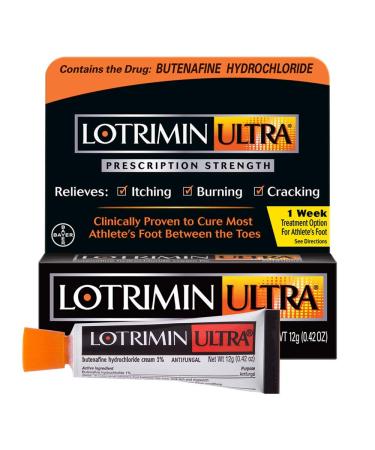 Lotrimin Ultra 1 Week Athlete's Foot Treatment, Prescription Strength Butenafine Hydrochloride 1%, Cures Most Athletes Foot Between Toes, Cream, 0.42 Ounce (12 Grams)