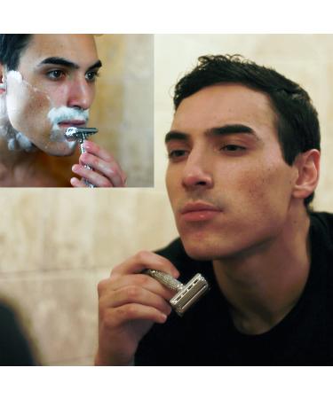 VIKINGS BLADE The Chieftain Double Edge Safety Razor with Swedish Steel Blades Pack - Heavy Duty, Twist to Open, Reduces Razor Burn - Luxury Case Included - Buy Online on GoSupps.com