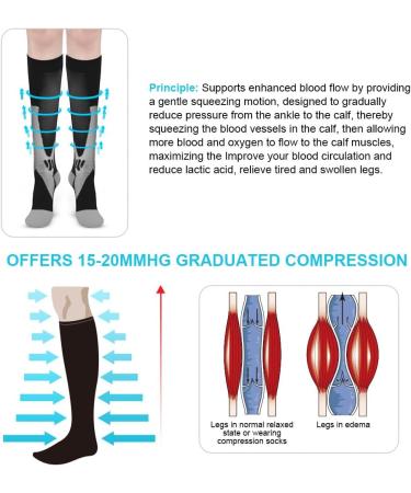 Buy Acwoo Compression Stockings for Men & Women - Medical Knee Socks for Sports & Thrombosis Relief - 2 Pairs L/XL Black/White - International Shipping - Buy Online on GoSupps.com