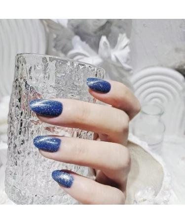 Press on Nails Long Fake Nails 24Pcs Shiny Blue False fingernail with Self-Adhesive Jelly Nail Glue Tabs Press On False Nails - Buy Online on GoSupps.com