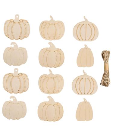 Zerodeko 12pcs Thanksgiving Listing Wooden Pumpkin Board Pendant Wooden Pumpkin Decor Blank Pumpkin Shape Cutout 3 Inch Wood Pumpkin Cutouts Mini Pumpkin Hanging Decor Door Reward Cartoon