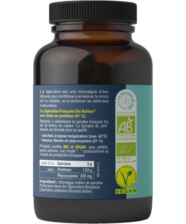 French Spirulina - Organic & Vegan - High in Protein - Phycocyanin 21% - Vitality Slimming Energy Immunity Sport - High Quality - 180 Tablets - Buy Online on GoSupps.com