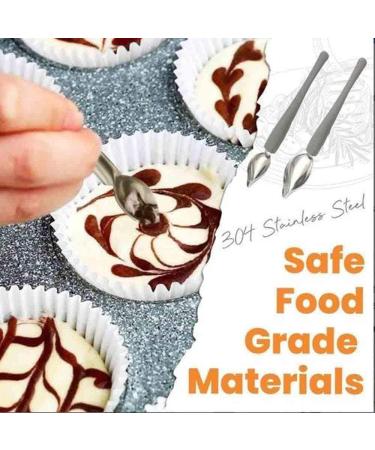 LZZZWER Chefvalon Set of 2 Stainless Steel Saucer Spoons for DIY Chef Crayons Culinary Gadgets Flat Pointed Mouth Decoration for Western Pens - Buy Online on GoSupps.com