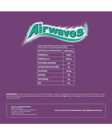 AIRWAVES - Blackcurrant Flavor Chewing Gum - Sugar Free - Mint Freshness - Large Size - 30 Packs of 10 Dragees - 420g - Buy Online on GoSupps.com