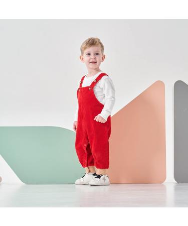 Volunboy Unisex Baby Cotton Dungarees | Toddler Corduroy Striped Overalls | 18-24 Months | Red - Buy Online on GoSupps.com