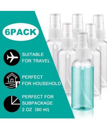 MEKK 2oz Mini Travel Spray Bottles - 6 Pack Fine Mist Clear Bottles for Cleaning Solutions - Buy Online on GoSupps.com
