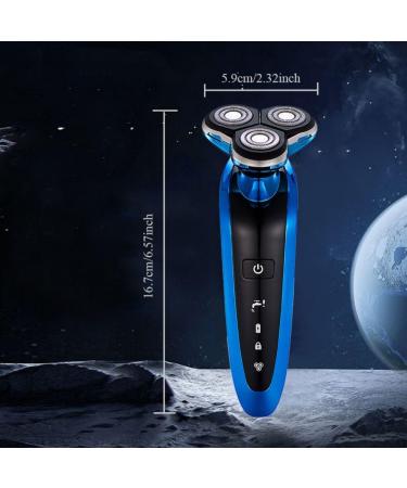 Roziapro Electric Razor for Men - Cordless Rechargeable Wet & Dry Shaving IPX6 Waterproof 3D Floating Head - Ideal Gift in Blue - Buy Online on GoSupps.com