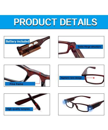 Buy LED Magnifying Glasses with Light - Unisex Reading Eyewear for Men & Women | Compact +3.5 Clear Vision Magnifier - Buy Online on GoSupps.com