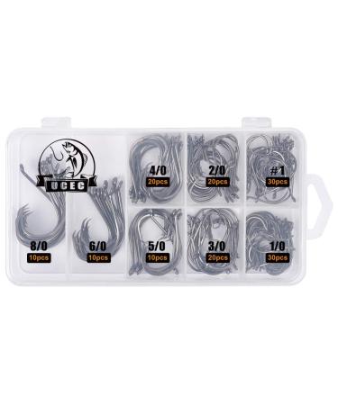 UCEC Circle Hooks Fishing Hooks 2X Strong Customized Offset Sport Circle Hooks Black High Carbon Steel Octopus 150pcs/box - Size:#1 1/0 2/0 3/0 4/0 5/0 6/0 8/0 - Buy Online on GoSupps.com