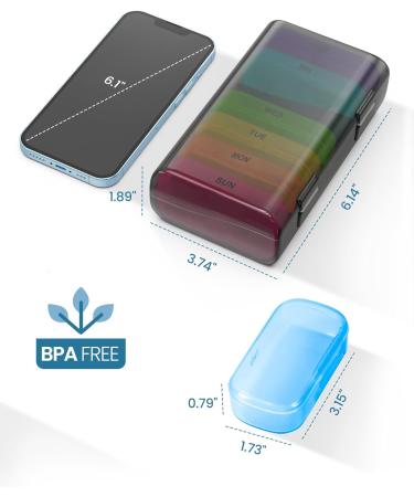 Buy XL Weekly Pill Organizer - ADERI Portable 7-Day Medicine Box - Dual Protection Easy Open Pocket-Sized for Vitamins & Fish Oils - International Shipping Available - Buy Online on GoSupps.com