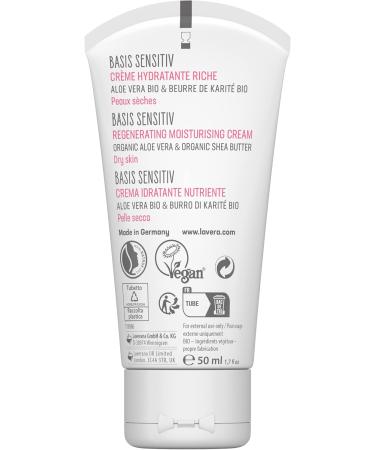 lavera basis sensitiv Rich Moisturizing Cream - Organic Aloe Vera and Organic Jojoba - Intensive Hydration - Fast Absorption - Soft Skin Feel - Natural Cosmetics - Vegan - Organic (1 x 50 ml) - Buy Online on GoSupps.com