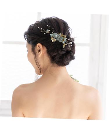 Minkissy Eucalyptus Bride Comb - Strass Decorative Alloy Bridal Hairpiece for Weddings | Medium Green Wedding Accessories - Buy Online on GoSupps.com