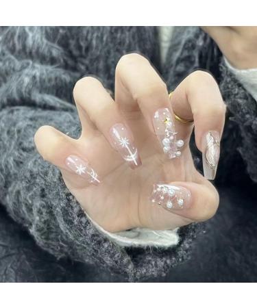 Temperament manicure handmade Christmas manicure wearing a small fresh nude finished nail patch.(XS) - Buy Online on GoSupps.com