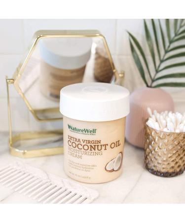 Naturewell Extra Virgin Coconut Oil Moisturizing Cream 16 Oz - Lightweight Hydration for Sensitive Skin - Buy Online on GoSupps.com