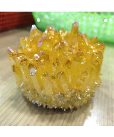 Natural Crystal Rough Yellow Electroplated Natural Crystal Cluster Specimen Raw Rock Quartz Flowers Aura Stones Gift Modern House Decor (Size : 350-450g) - Buy Online on GoSupps.com