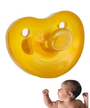 Simply Rubber Pacifiers - Shorter Nipple (Less Gagging) - Orthodontic - Small Newborn (0-6 mos) - Heart-Shape Shield - Natural Rubber Pacifier - One Piece - Handcrafted in Italy - 1-Pack