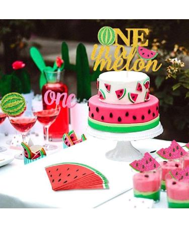 Set of 25 JeVenis Glitter Watermelon Cupcake Topper Watermelon One Cupcake Topper Baby Girl First Birthday Cupcake Topper - Buy Online on GoSupps.com