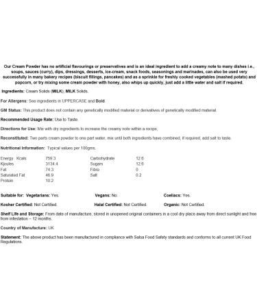 Cream Powder - 1kg Resealable Pouch - Buy Online on GoSupps.com