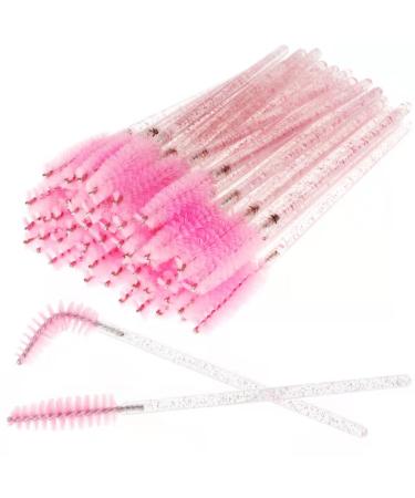 Fenshine 50 pieces of eyelash brushes light disposable mascara bars long lash brush for eyelash extensions eyebrow contouring and make-up (pink) rose