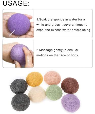 Konjac Wash Face Flutter Set - 8pcs Round Type Body Sponges for Deep Pore Cleansing and Exfoliation - Buy Online on GoSupps.com