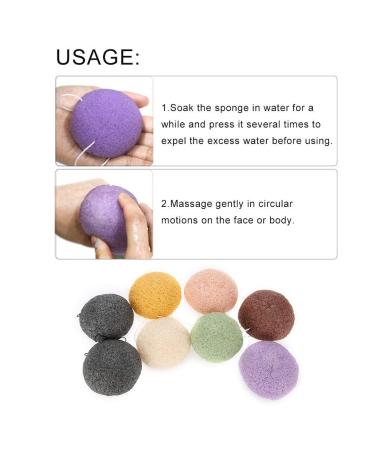 Konjac Peeling Sponge - Natural Facial Cleaning Sponge | 8 Plant Fiber Sponges with Activated Bamboo for All Skin Types - Buy Online on GoSupps.com