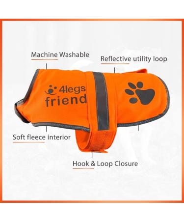 High Visibility Reflective Light Fleece Dog Coat - 5 Sizes Leash Hole Safe for Outdoor Activities - Orange - Buy Online on GoSupps.com