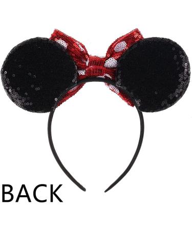 Mouse Ears Bow Headbands Shiny Bows Glitter Party Decoration Cosplay Costume for Kids Girls Women Princess Party Decorations Cosplay (Black+Red)) 3 - Buy Online on GoSupps.com