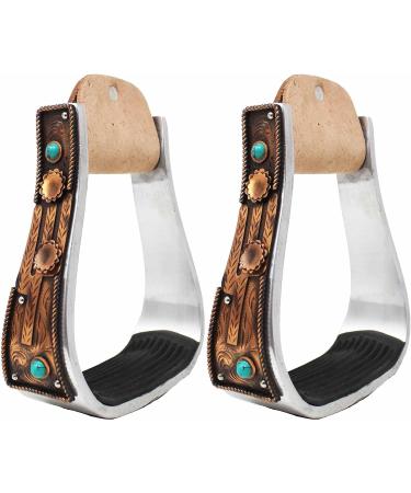 CHALLENGER 5 Aluminum Antique Copper Cactus Engraved Western Saddle Stirrups - 51229 - Buy Online on GoSupps.com