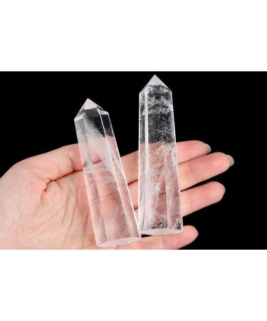 Xiannvxi 4 Great Crystals Mountain Tower - Clear Quartz Gemstone Rods | Natural Meditation Energy Stones (9-10cm) - Buy Online on GoSupps.com