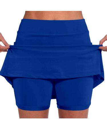 biJerou Women's Pants with Pockets Solid Color Mid Waist Culottes Short Skirts Slim Pants Tulle Old Pink Blue 4XL