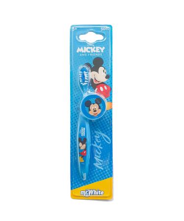 Mr.White Mickey Mouse Manual Toothbrush with Soft Rounded bristles Suitable for 3+ Years Kids Blue 1 Count (Pack of 1)
