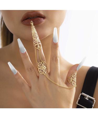 Punk Claw Finger Tip Rings - Gold Knuckle Nail Accessories for Women | Halloween Costume Jewelry - Buy Online on GoSupps.com