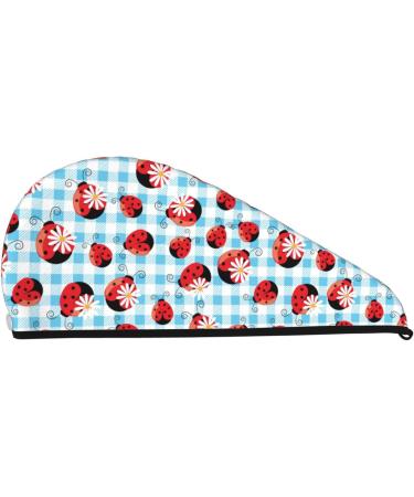 Flowers and Lady Bugs Microfiber Hair Towel Soft Super Absorbent Wrap | Quick Dry Coral Velvet for Long Curly & Thick Hair - Buy Online on GoSupps.com